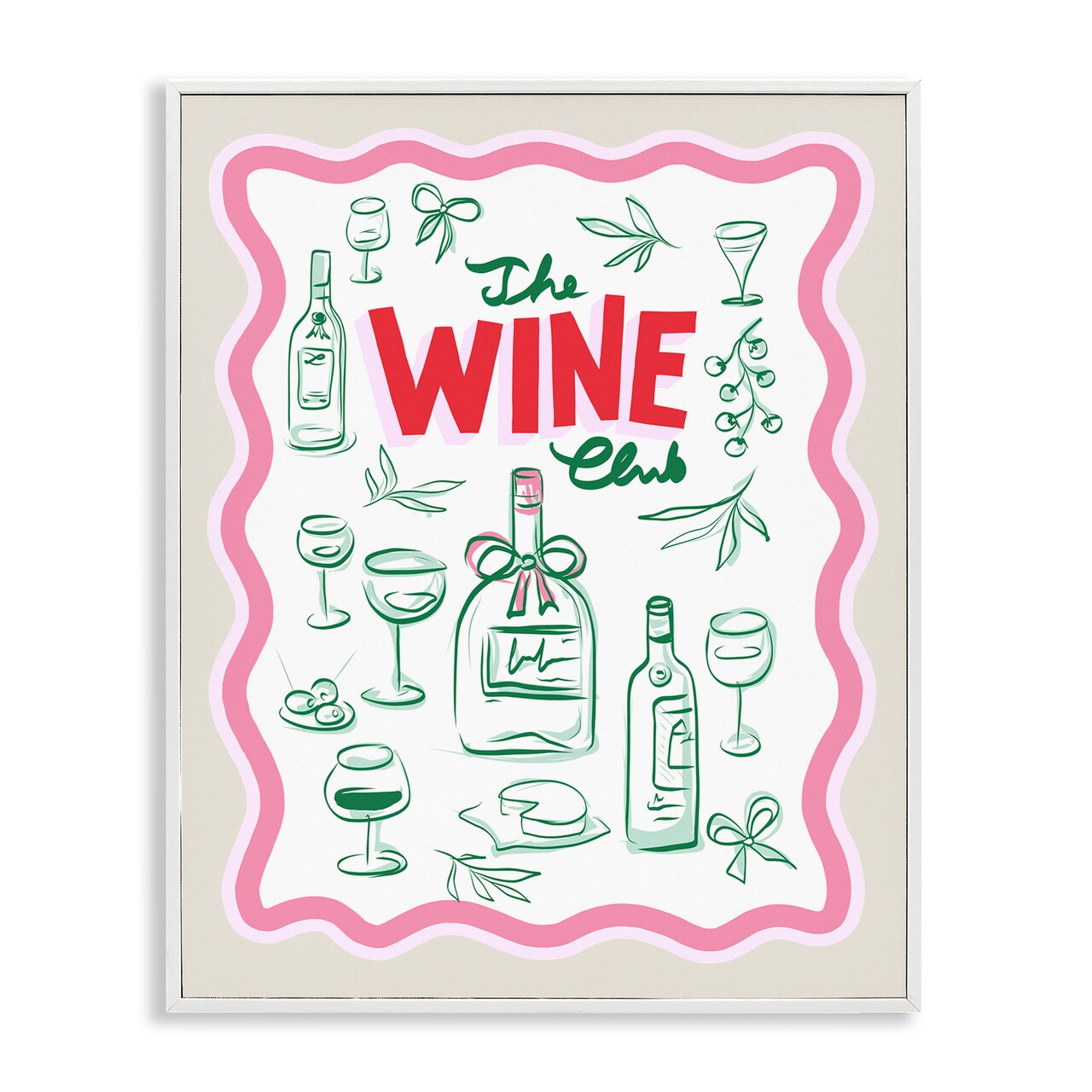 Stupell Industries Wine Club Minimal Glam Framed Giclee, design by Dominique Vari